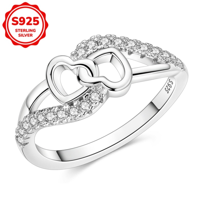 Image of S925 Sterling Silver Valentine's Day Collection - Heart-shaped Wrapped Ring, Female Niche Design, High-end And Versatile Birthday Gift For Girlfriend