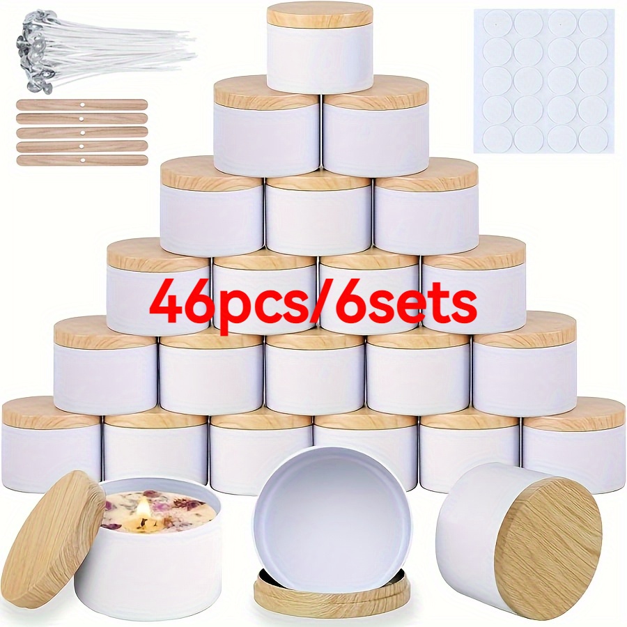 Luxury Candle Diy Kit" 46 Professional Tools | 6 Empty White Wax Jars + 40 Accessories With Metal Jar Storage | Craft Enthusiast Gift, Creative Birthday & Holiday Gift Box