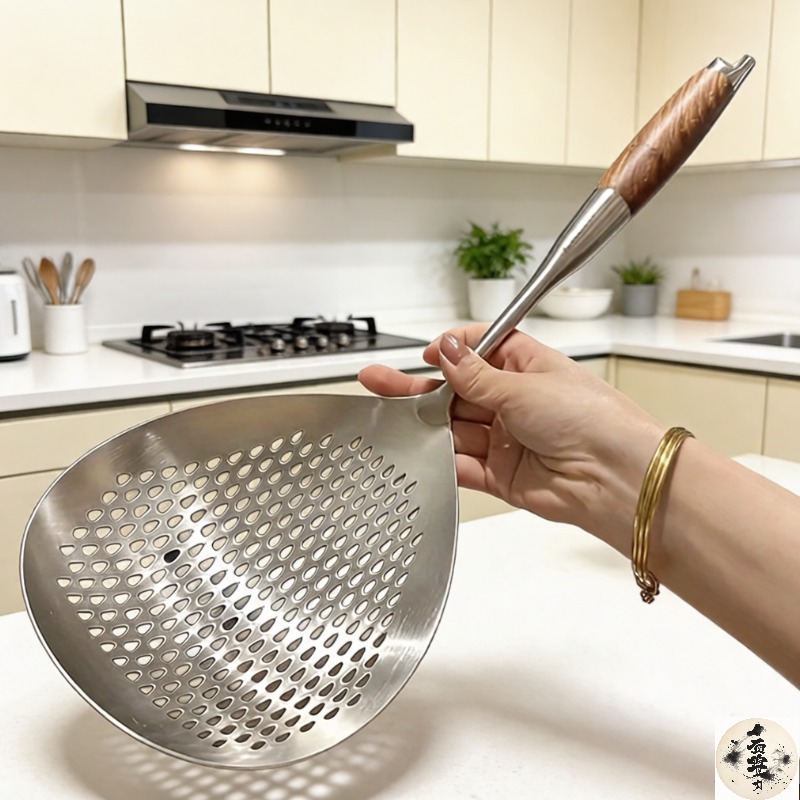 TEMU A Large Stainless Steel Strainer Pot - A Durable Kitchen Filter Suitable For Frying, Hot Pot, Cooking, And Baking - Easy To Drain,