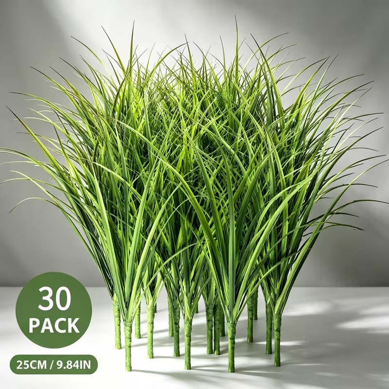 TEMU 30 Artificial Green Reed Stems- Realistic Plastic Reed Decorations Suitable For Indoor And Outdoor Use, Weddings, Christmas, Halloween, Mother's