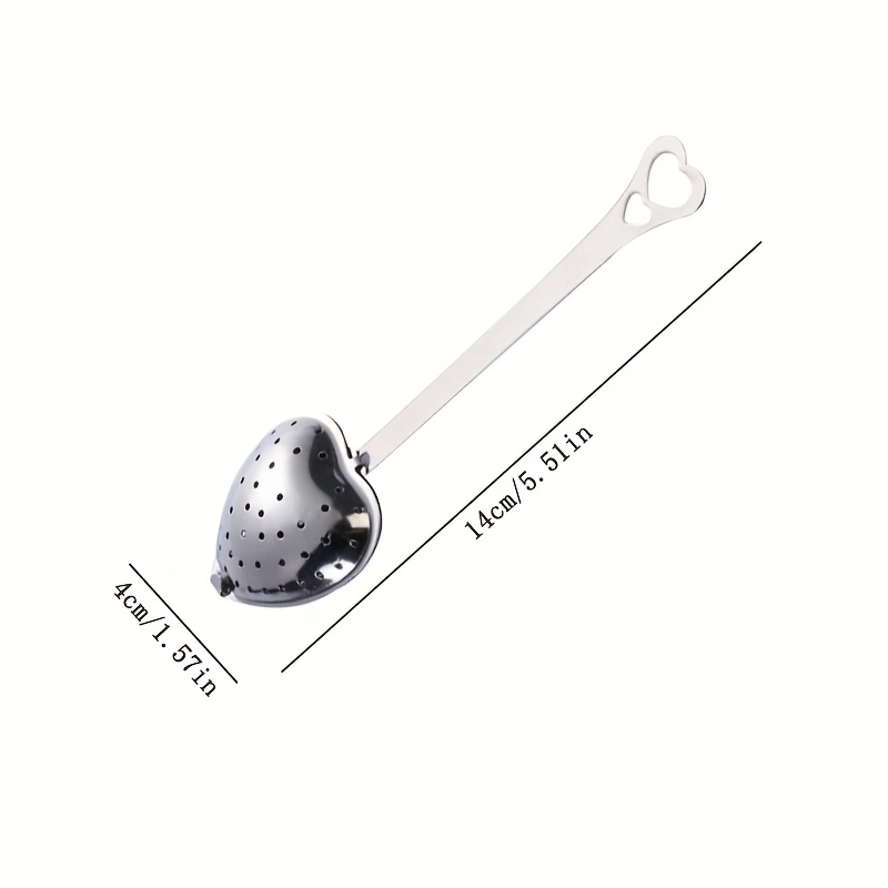 TEMU Shaon Heart-shaped Tea Strainer Spoon, 304 Stainless Steel Loose Leaf Tea Filter With Long Handle, Reusable, Tea Strainer For And Herbal Spices,