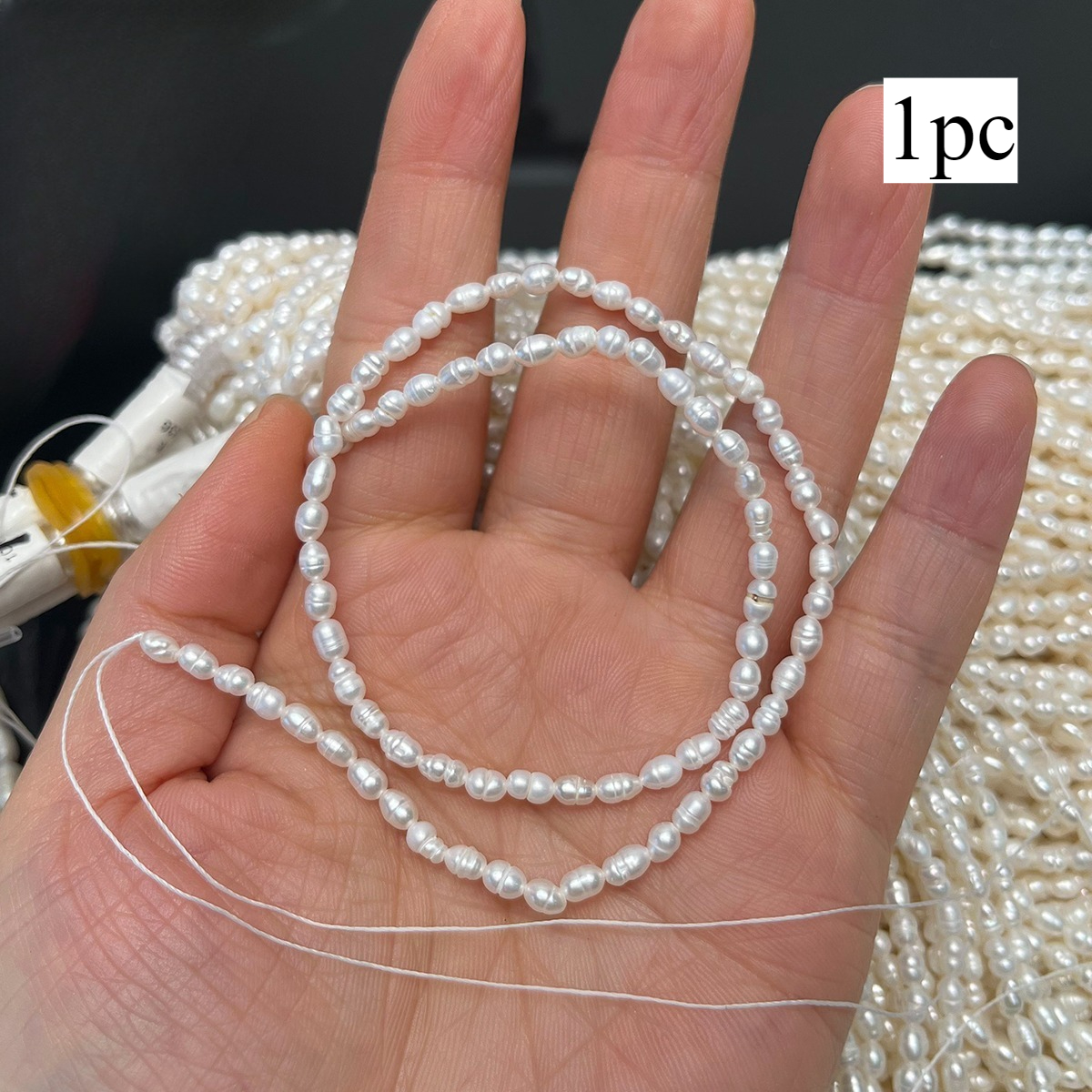 Image of Exquisite Freshwater Pearls Rice Beads 4-5mm Freshwater Pearls Semi-finished Chain 36cm Handmade Necklace Bracelet Earring Jewelry Material Kit