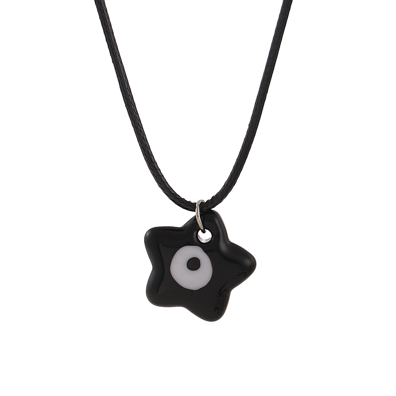 Bohemian Nautical Style Ceramic Pentagram Eye Pendant Necklace