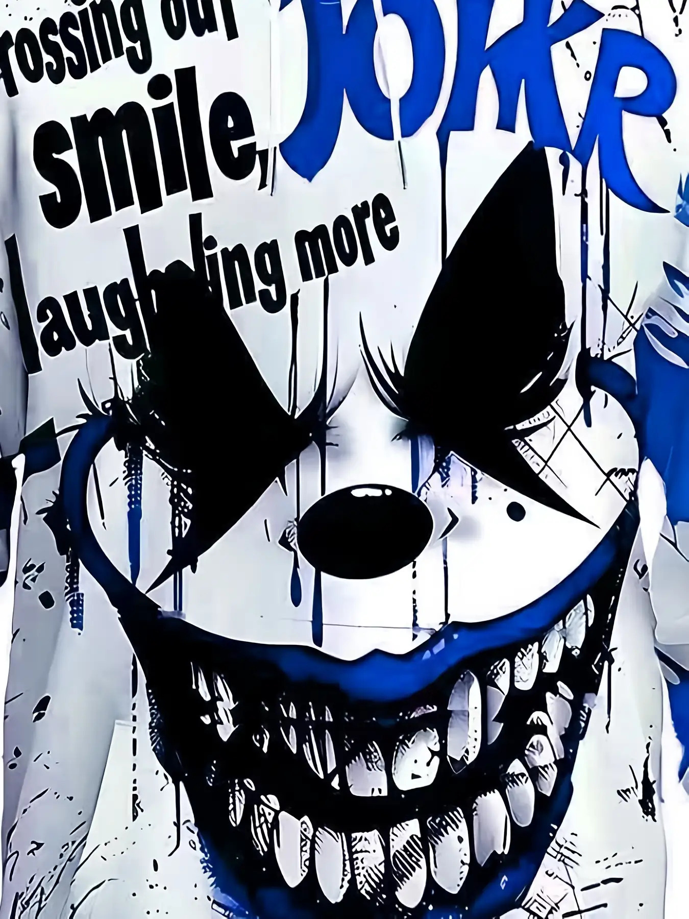 Men's 3D Printed Clown Face Hoodie with Red Splatter & "While Teeth Still Smile" Text - Stretch Knit Pullover Sweatshirt, Elastic Drawstring Hood, Plus Size Casual Costume for Parties, Carnivals, Outdoor Wear (Pop Culture Inspired) - Image 7