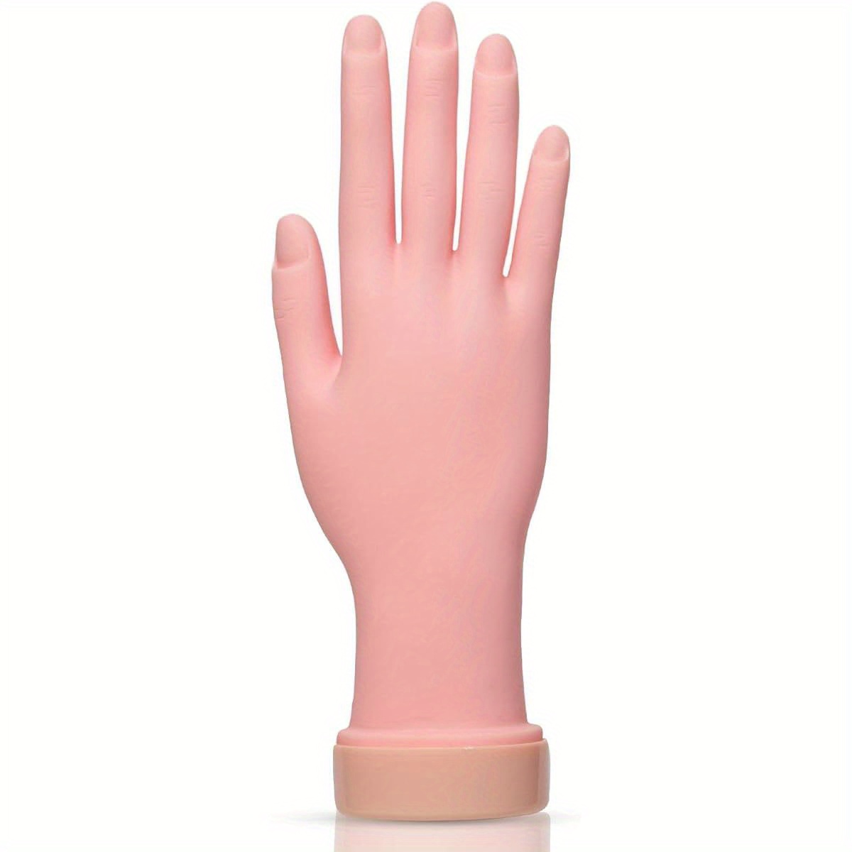 AORAEM Flexible Soft Plastic Mannequin Hand with Realistic Light Beige Texture & Anatomical Design - Pink Nail Art Training Tool for Aspiring Manicurists, Nail Artists & Beauty Practice, Nail Accessories, Manicure Practice, Lifelike Appearance, Smooth Finish, Manicurist Trainees