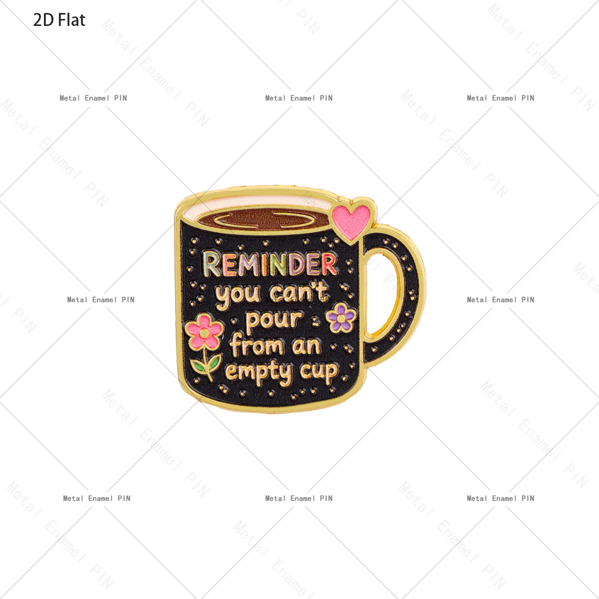 TEMU 2d Flat 1pc Inspirational Coffee Cup Enamel Pin, Reminder You Pour From An Slogan Lapel Brooch, Positive Mental Health Badge For Backpack Jacket