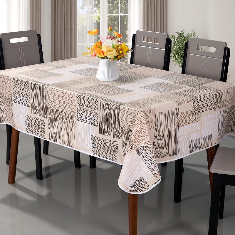 TEMU 1pc Light Brown Geometric Decorative Tablecloth, Beautiful And Practical, Modern Minimalist Style, Home Dining Table Decoration For Everyday