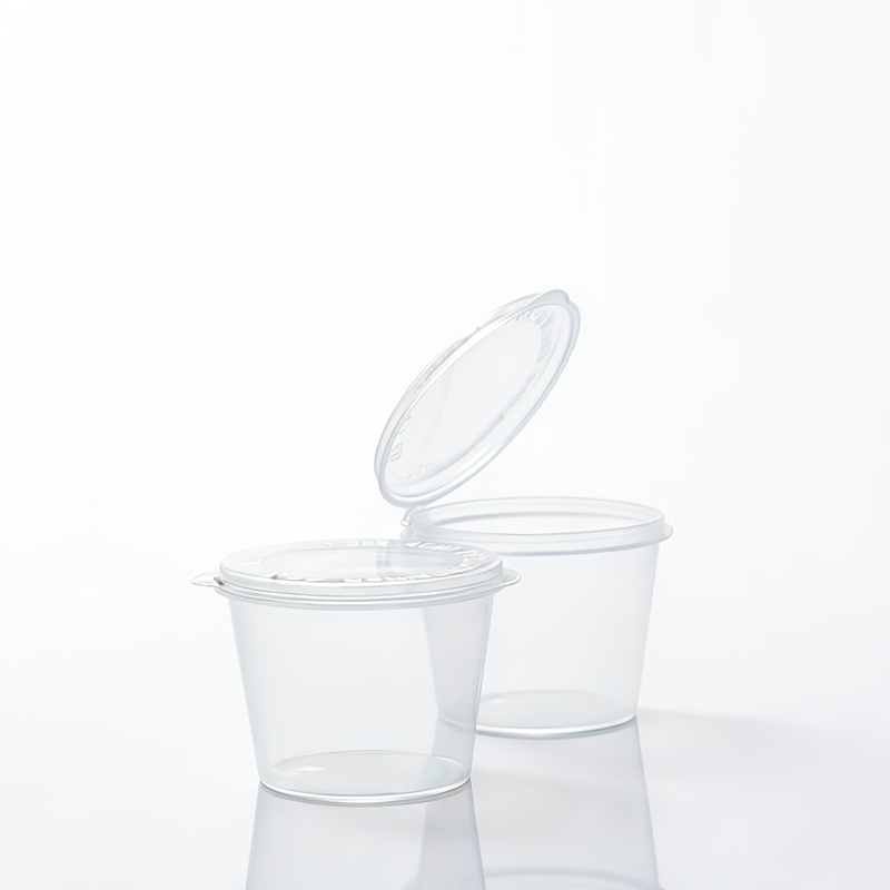 100 Food-Grade Sauce Cups, 25ml with Clips