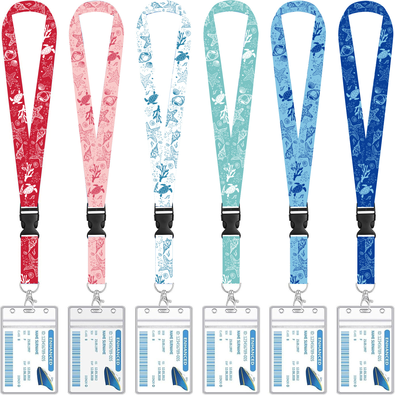 TEMU Lot de 6 cordon de croisière 2D style de mer pour cartes de navire, cordons détachables avec porte-badge d'identification, accessoires pour