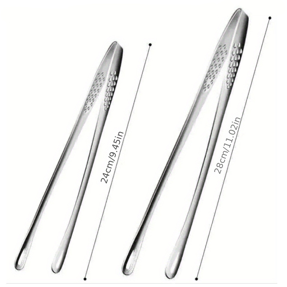 TEMU 2pcs Stainless Steel Multi-functional Bbq Tongs, Bread Tongs, Ice Tongs - Perfectly Suitable For Grilling, Baking, And Camping | Durable Kitchen