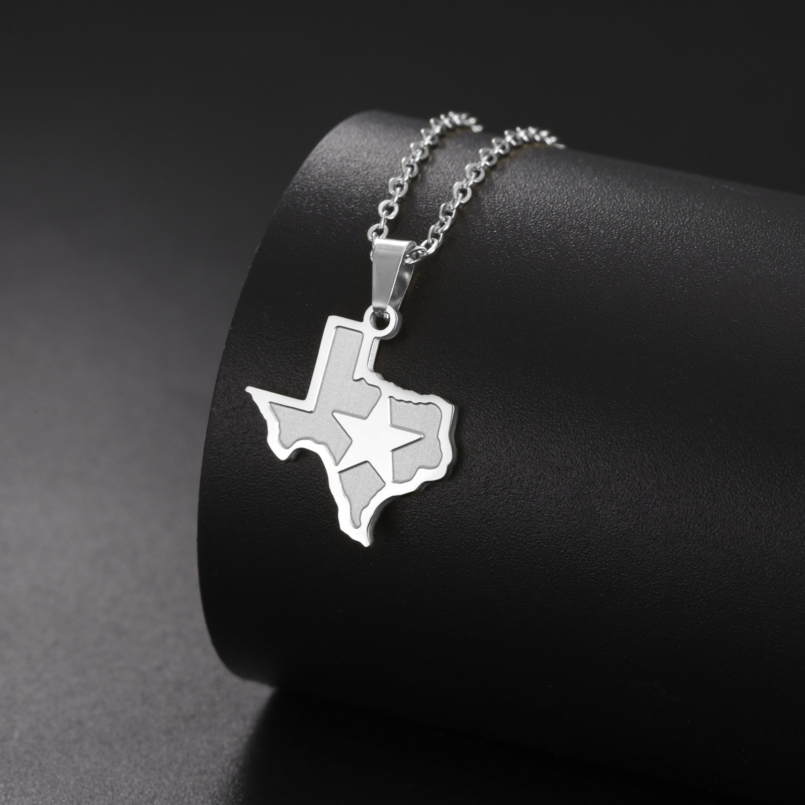 E-shop 1 Stück Texas-Muster Halskette, -Design, Edelstahl, Lustige Schlüsselbeinkette, Modische Hip-Hop Herrenkette, für Reisebegeisterte