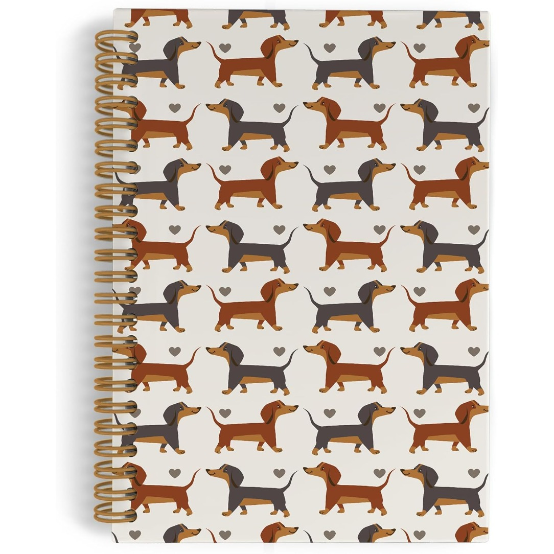 

1pc Dachshund Print Spiral Notebook - 5.5x8.3in, 50 Lined Pages, Hardcover Journal, Cute Dog Themed College Ruled Notebook, Perfect Gift For Dog Lovers