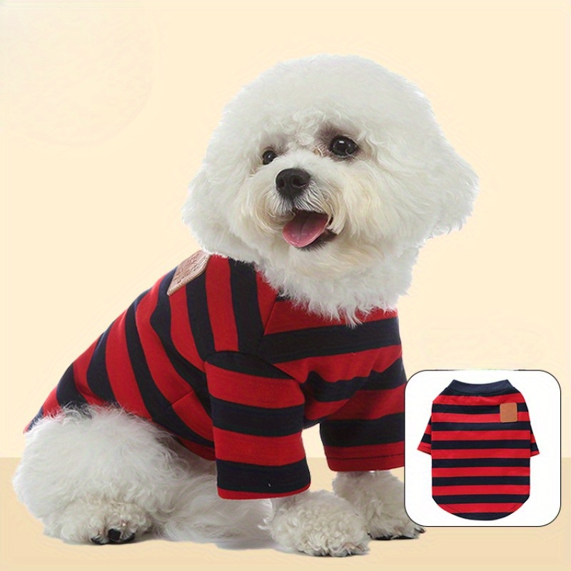 1pc new years christmas dog pajamas striped pullover pet clothing