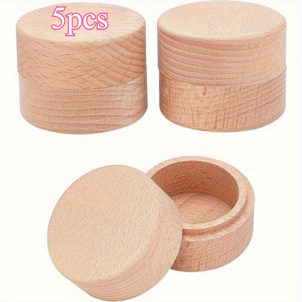 Image of 5pcs Round Wooden Boxes - Classic Recycled Wood Storage Containers With , Ideal For Wedding Rings And Jewelry, Perfect For Home Decor And Gifts, Jewelry Box