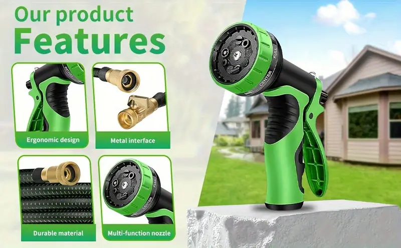 heavy duty 100ft expandable garden hose leak proof copper connectors lightweight foldable latex core flexible lawn yard hose for car washing washing machines gardening compatible with hose ideal for home commercial use garden hose expandable outdoor watering versatile hosing hose reinforced construction professional Product details 2