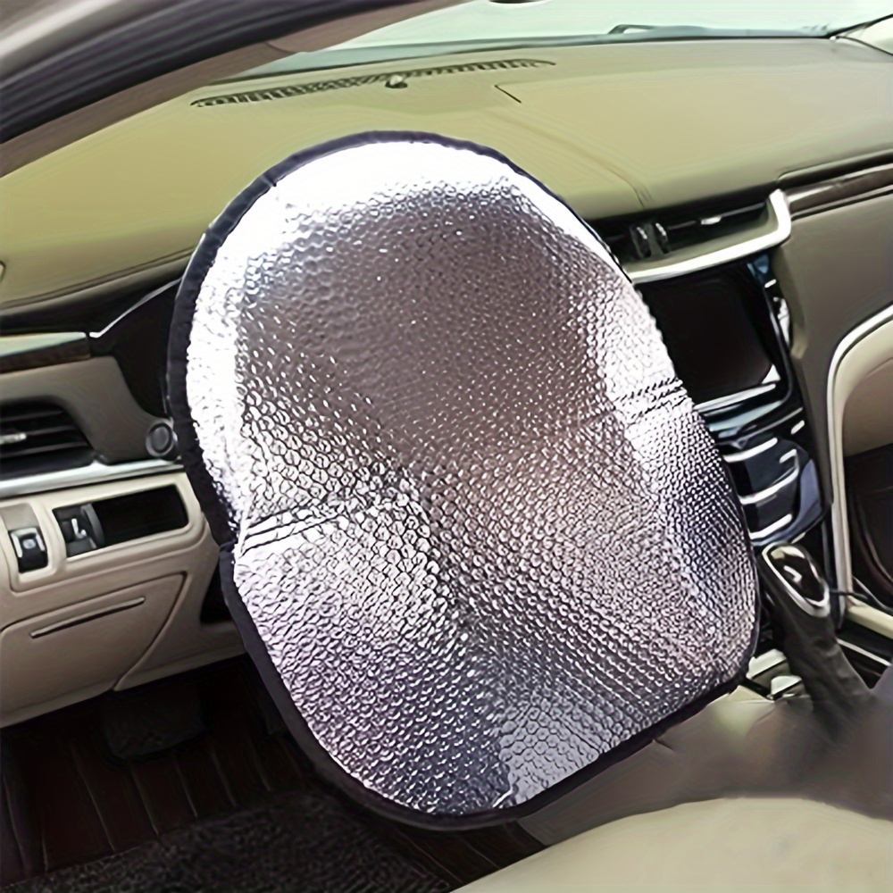 TEMU 3pcs Car Steering Wheel Sunshade Cover, Universal For Vehicle Models, Heat-insulating, Light-shielding, And Protective Dashboard Accessory For