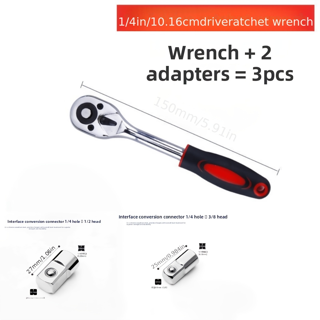 TEMU 1 Wrench   2 Additions 24 Teeth Ratchet Wrench & Socket Converter Set 1/2 3/8 1/4 Drive, Auto Repair Tool