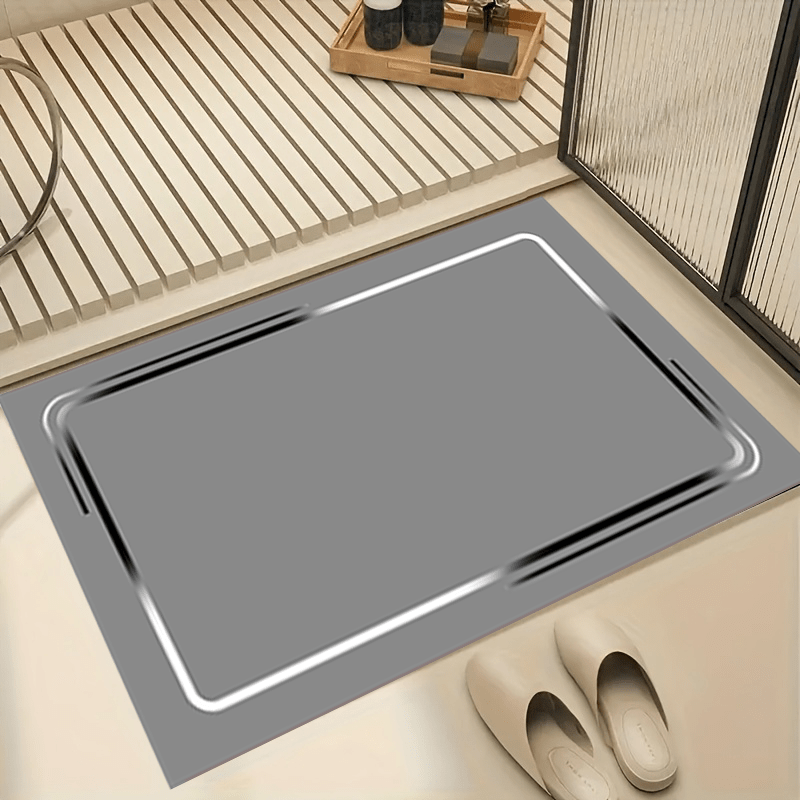 1pc non slip diatomaceous earth mat rectangular anti slip rubber mat with black border 1000g m absorbent machine washable ideal for bathroom   bathroom mat rectangular mat durable mat bathroom floor mat Product details 6