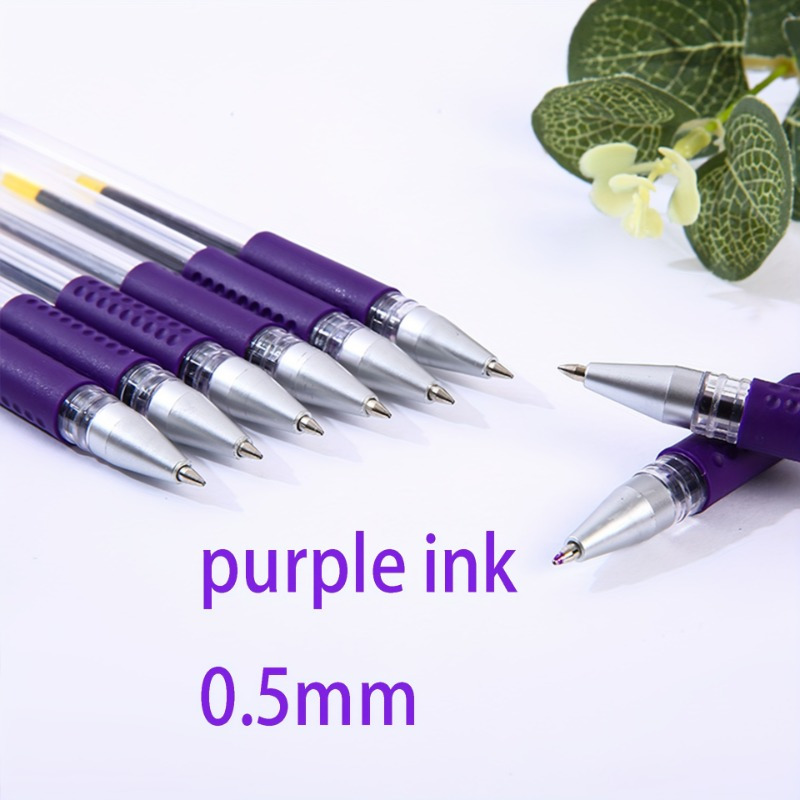 

1pc, Pack Of 10 Pens - 0.5mm - Quick-drying, Lightweight With Ink Level - Smooth Pens For Office, School, And Note - Purple Ink