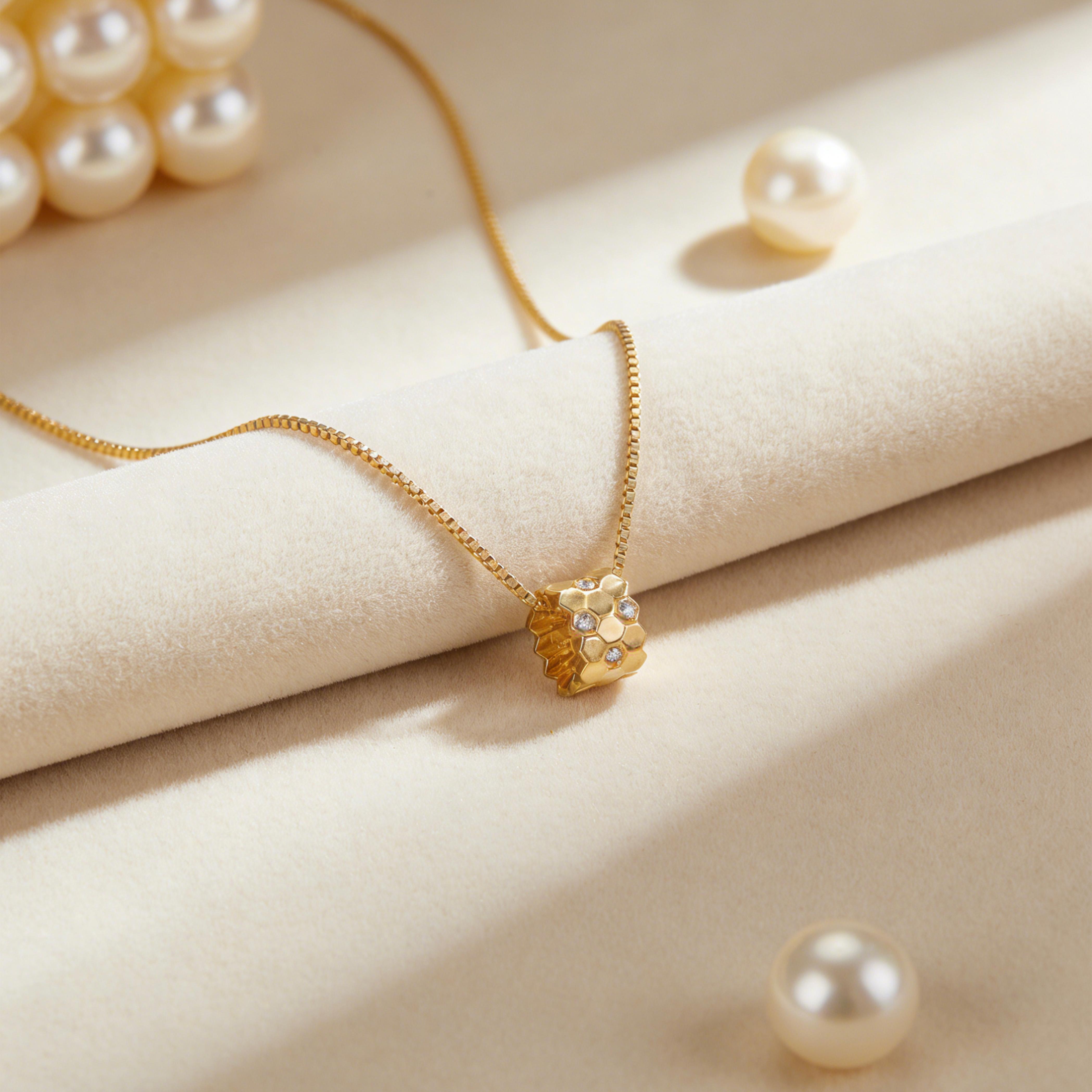 Women's 18K Gold-Plated Honeycomb Sphere Pendant Necklace