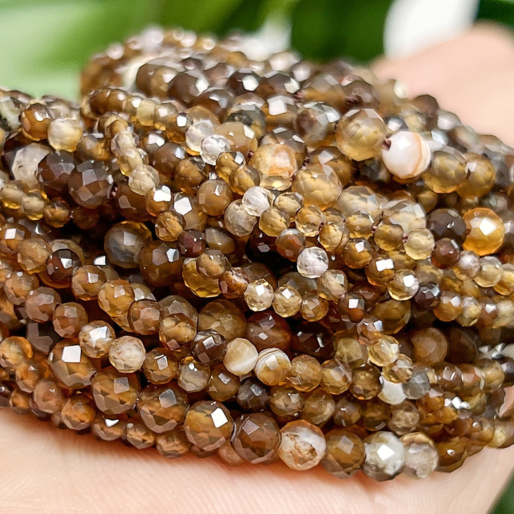Brown Faceted Agate Beads for DIY Jewellery Making