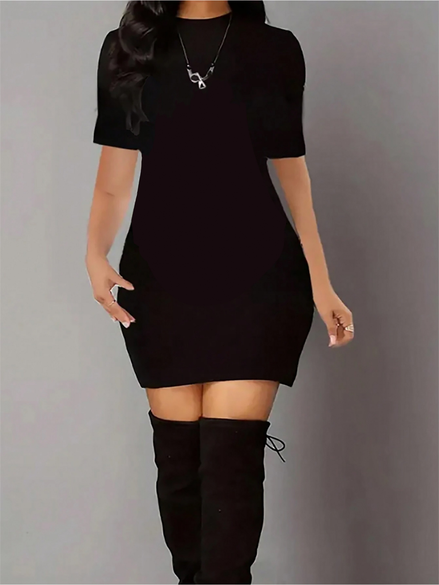 black shirt dress sold on Temu United States