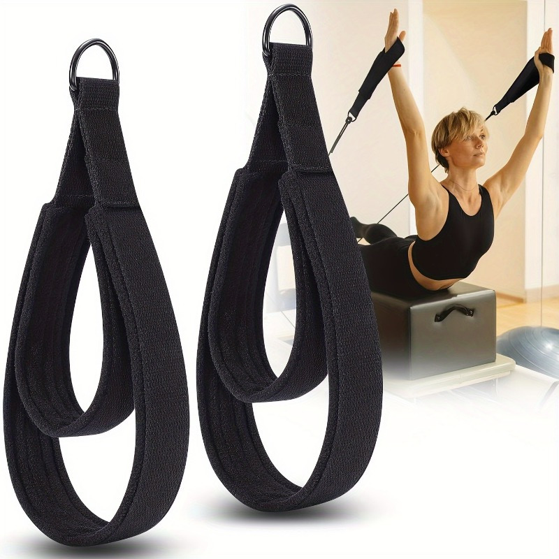 

2-pack Black Polyester Padded D-ring Pilates Straps - Yoga Reformer Accessories For Home Gym Fitness Equipment