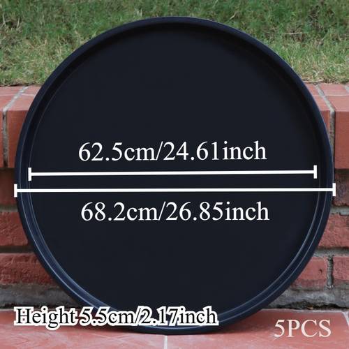 5pcs black extra large round plastic plant trays inner diameter 24 6 inches water catching tray durable multi purpose tray for indoor and outdoor garden planting