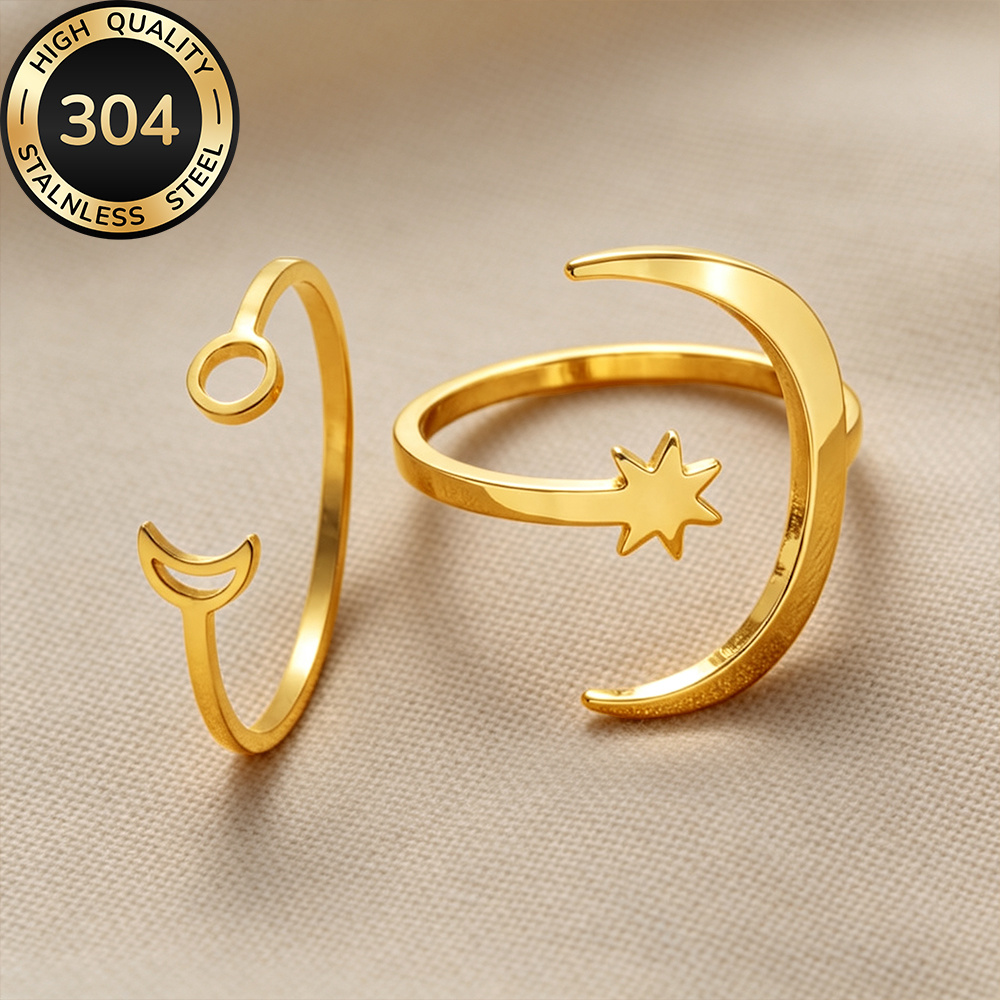 2pcs Golden Open Ring Set for Women