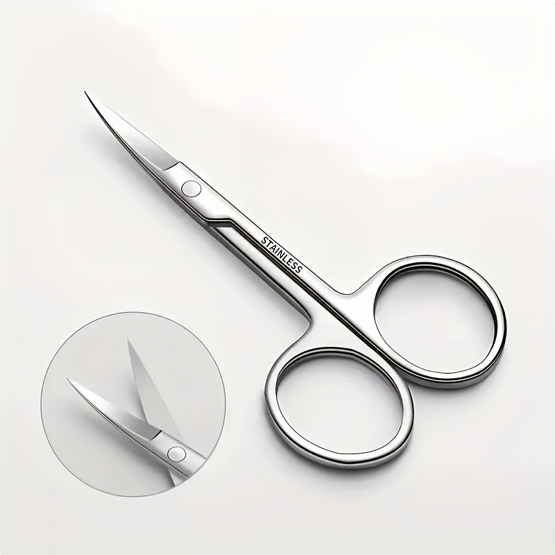 Image of 2pcs Stainless Steel Precision Nail Scissors - Rust-resistant Manicure & Pedicure Tool, Ideal For Trimming Nails And Hair, Unscented, Durable Grooming Accessory For Hands, Feet, And Nail Care
