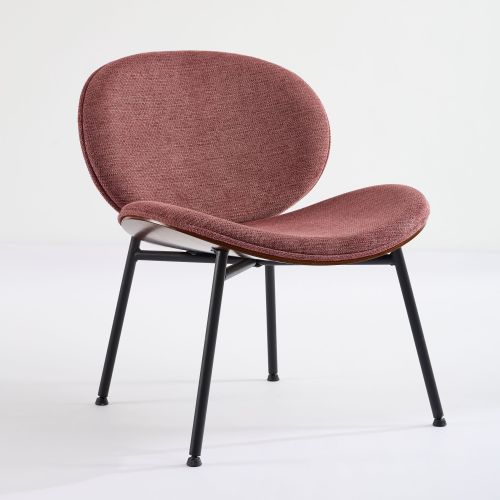 Mid-Century Modern Shell Chair - Single Side Accent Lounge Chair with Wide Walnut Wood Finish Shell & PU, Curved Wide Suitable for /Outdoor Use - Easy-Clean Cover, Assembly Required (for,, Bedroom)