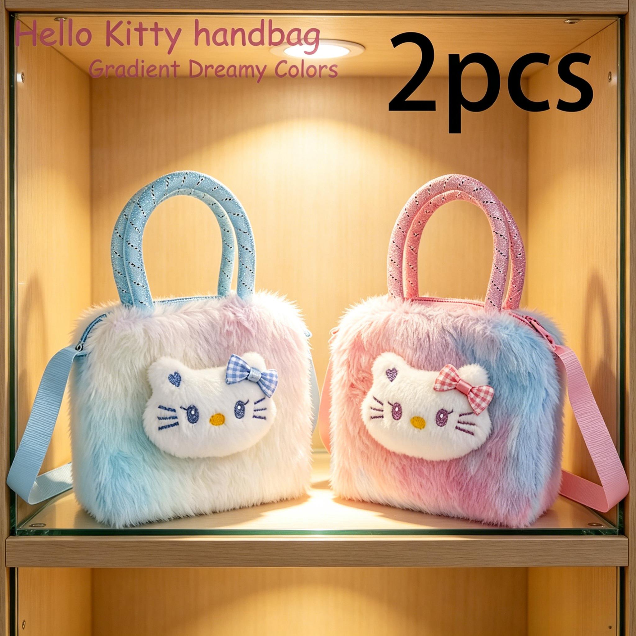 Image of 2pcs Gradient Crossbody Bags, Compact And Portable, Worn Crossbody Or Hand-. Gradient Colors With Cute Kitties. Due To Style