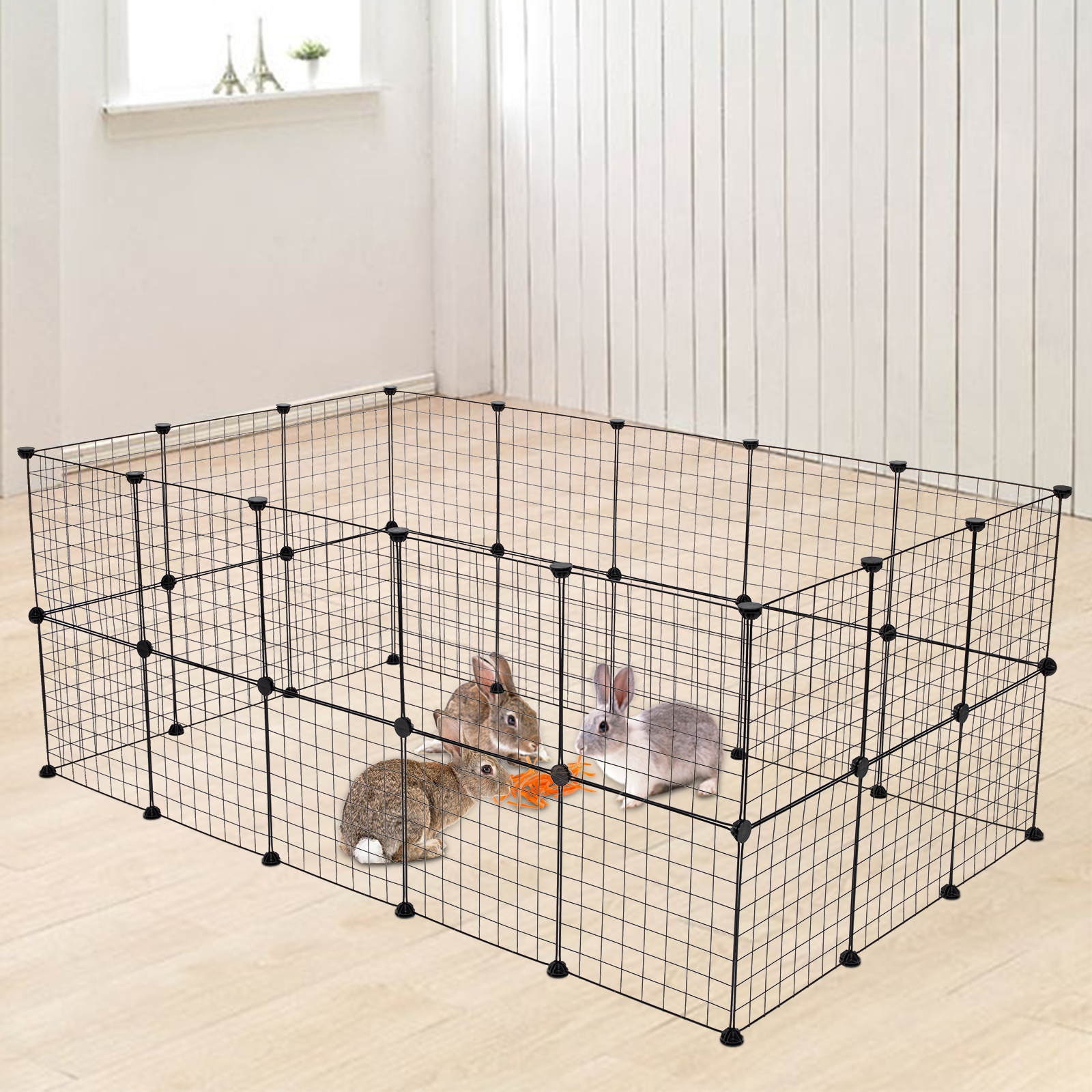 TEMU Pet Playpen, Small Animal Cage Indoor Portable Metal Wire Yard Fence For Small Animals, Guinea Pigs, Rabbits Kennel Crate Fence Tent Black, 24, Portable Closets