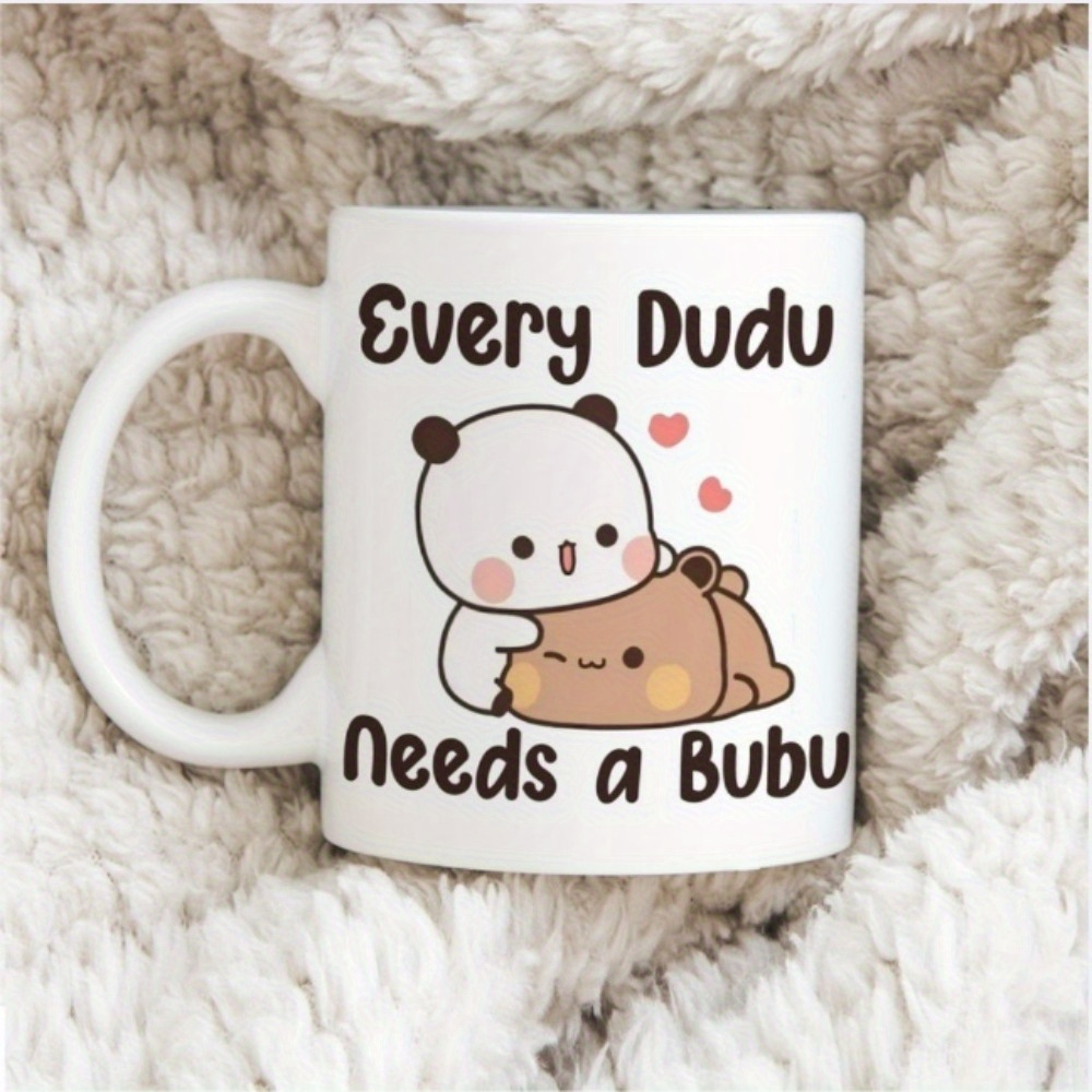 1 Cute Ceramic Coffee Cup With Panda & - Insulated Reusable Mug, Dishwasher (for Dishwasher, Not Microwave), Cute Panda & Bear Ceramic Cup For Coffee, Tea, Soup, Smoothies - Gift For & S