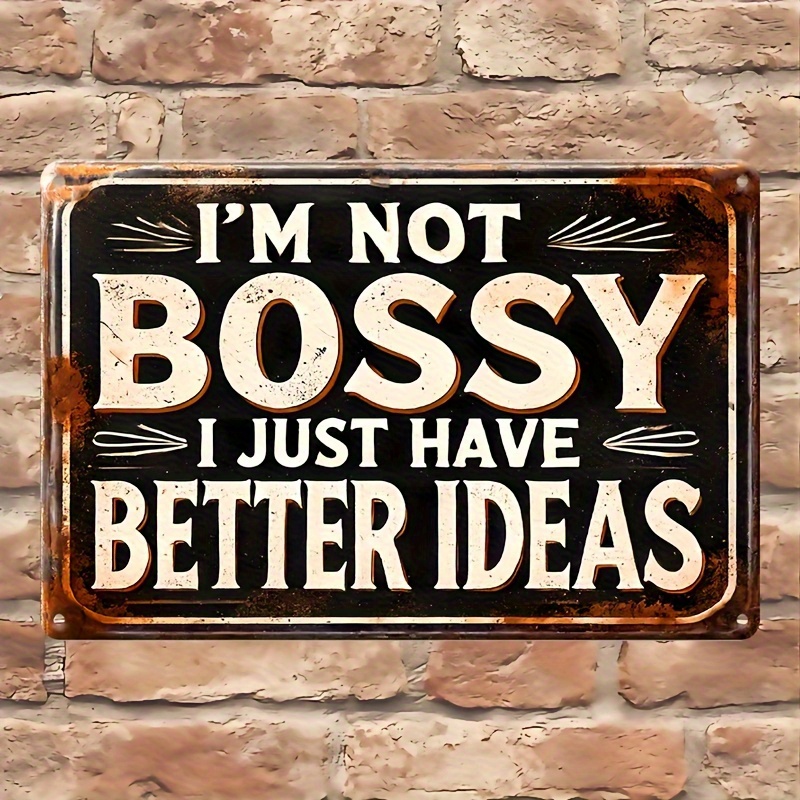 TEMU 2d Flat, 1pc Fun Slogan Wall Decor - " , My Ideas Are " - Rustic Farmhouse Style Office Decor - Black And White Text - Wooden Plaque - Easy