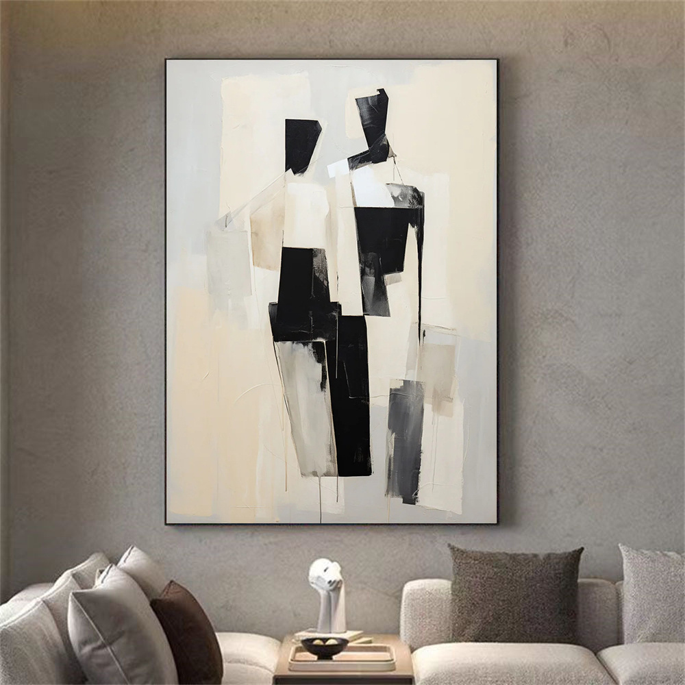 TEMU 2d Flat, 1pc 100% Hand Drawn Oil Painting With Contemporary Artists, Ideal Gift For Home Decor, Fashionable European And , Thick Oil Textures,