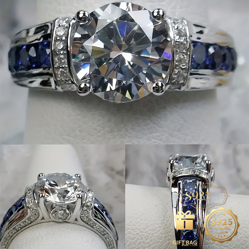 TEMU A 3-carat S925 Moissanite Ring, Stylish And Elegant, A High-end Piece, Suitable For Men And Women In Autumn And Winter,, And A Holiday Gift(with