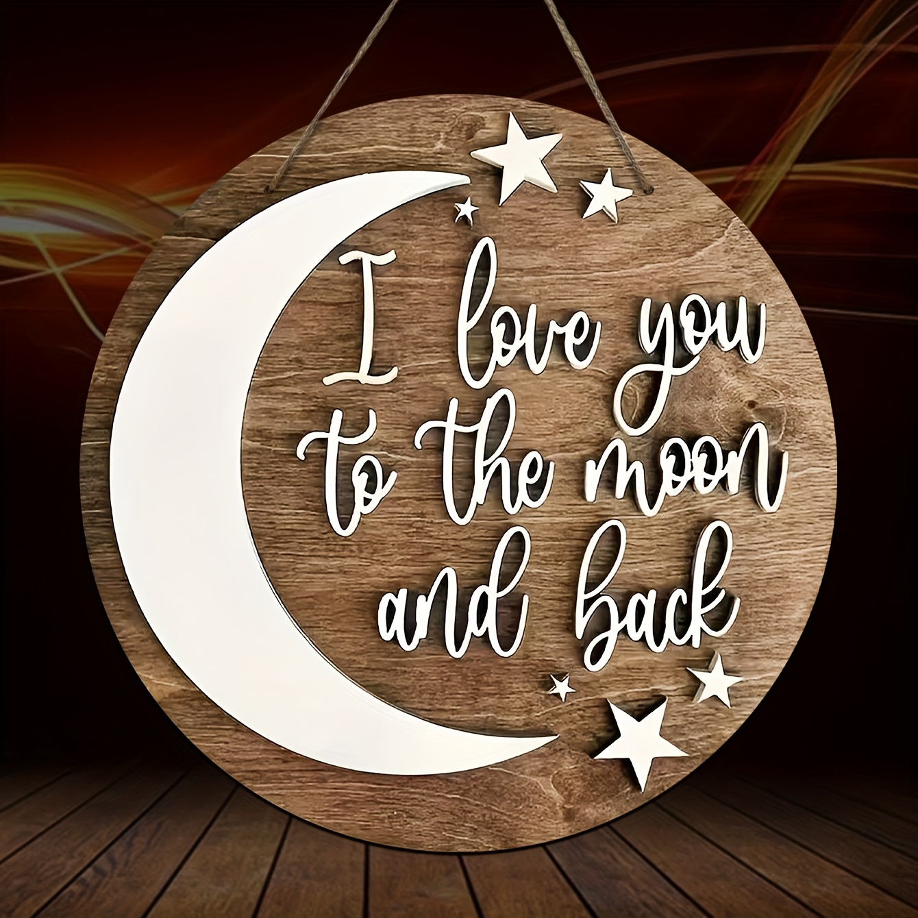 

Classic Wooden Curved Moon Wall Sign, 'i Love You And Back', Decorative Plaque, , No Electricity Needed, With Wall Hanging Design, Suitable For Nursery, Entryway, Home Decor.