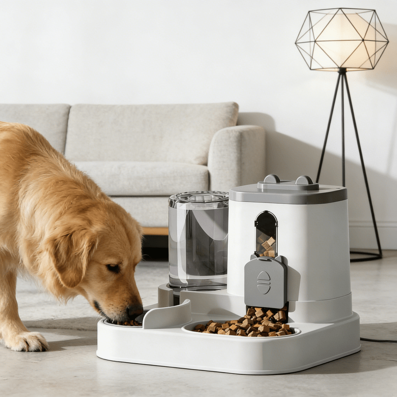 TEMU Integrated Dog Bowl Food & Water Set, Food-grade Material Automatic Water And Feeding Dispenser, Multi-dog Household Pet Feeding Supplies.gifts