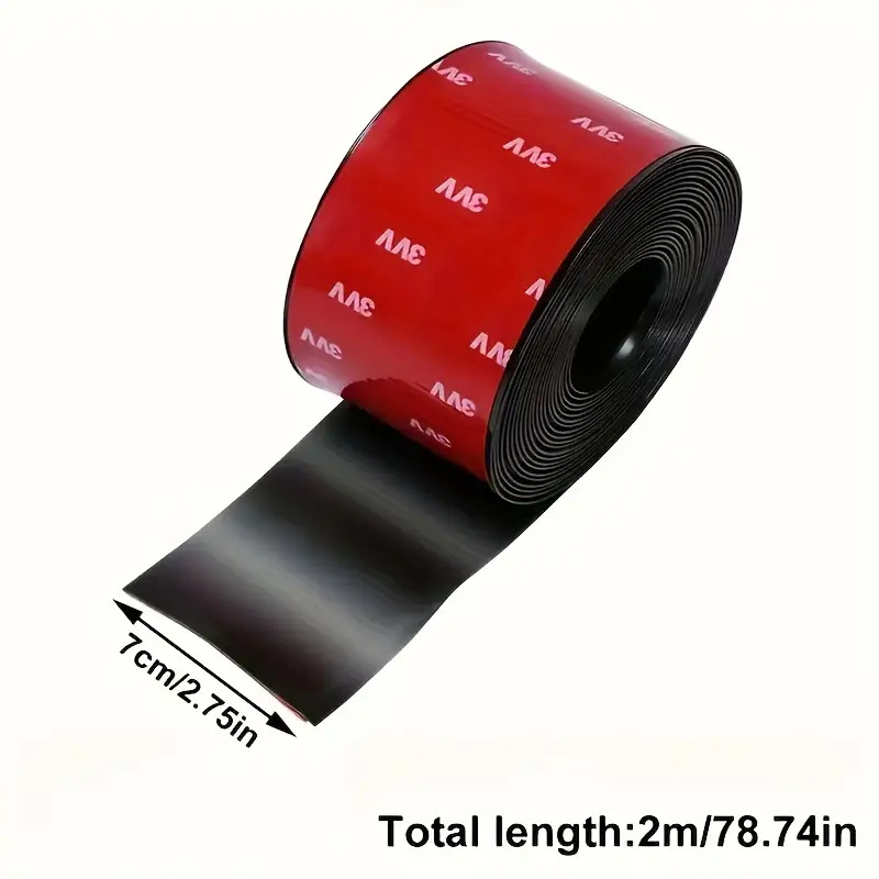 Image of 3.94 Inches Wide Black Rubber Car Side Protection Strip - Durable Synthetic Rubber Bumper And Door , Scratch And Slip Resistant Design, For Vehicle Exterior Protection, , Car Door Protection