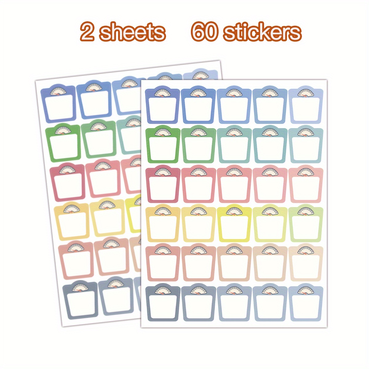 TEMU 2sheets/60stickers-of Fitness Weight Loss Tracking Stickers, Planner Accessories, Daily Clock-in, Bmi Tracking Stickers, Female Postpartum