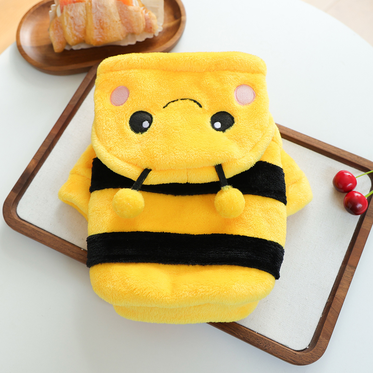 TEMU Pet Clothing Transformation Costume, Korean , Color-block, 3d Bee Giraffe Fox Hooded Cosplay Outfit, Autumn Winter For Teddy Small Dogs Cats