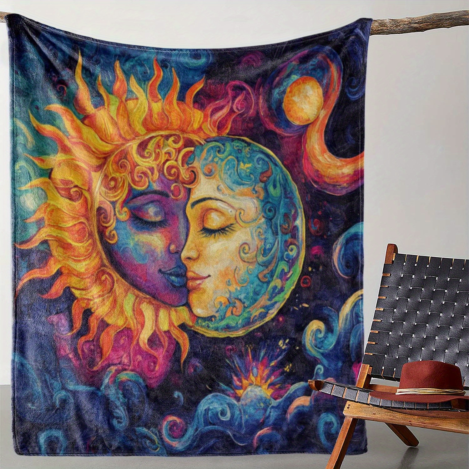 coperta in flanella stampata sole e luna vintage Temu Italy