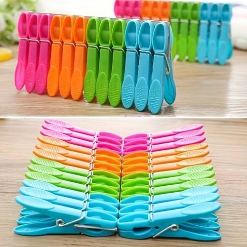 22pcs heavy duty plastic clothespins multicolor spring loaded laundry clips for drying kitchen and outdoor use durable clothespin set clothes pins random color clothes pins