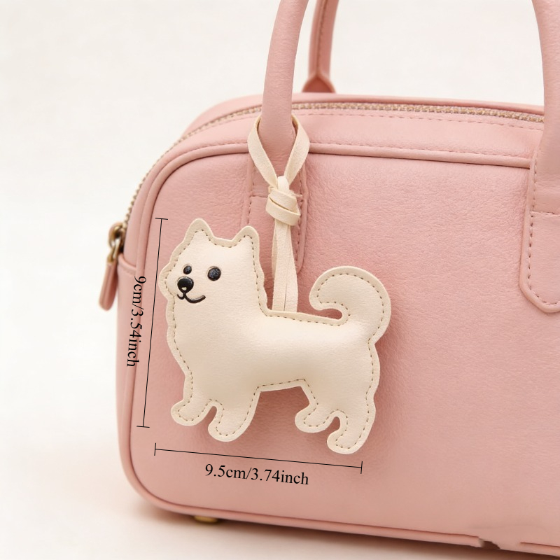 TEMU Gentle Samoyed Dog Shaped Men's And Women's Keychains, Bag Pendants, Unique And Elegant Easy Pu Texture Decorations, Suitable For Matching Phone
