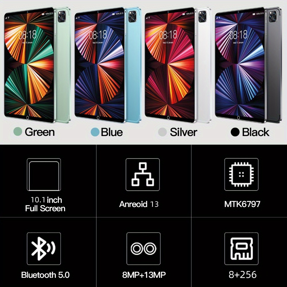   2025   13 tablet 10 1 inch tablet 8gb 256gb high definition   with built in front and rear cameras rechargeable lithium polymer battery suitable for home office indoor and outdoor use mini tablet keyboard for tablet cellular tablet tablet outdoor tablet accessory productivity tablet device tablet with cameras tablet modern tablet design hd display tablet long   tablet fast charging tablet multi user tablet Product details 8