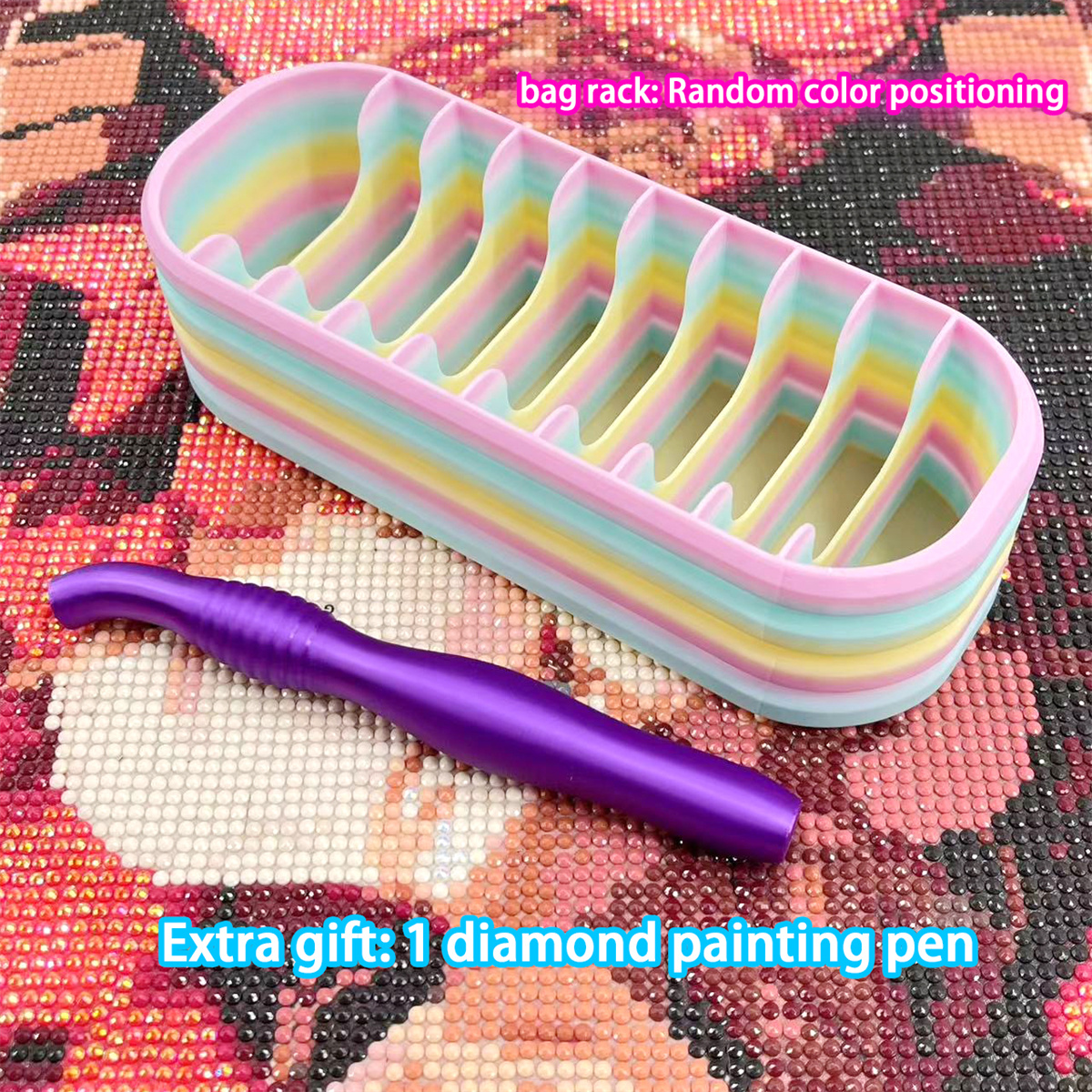 E-shop 10-Fach Diamant Malerei Aufbewahrungsregal und Lila Diamant Malerei Stift, praktisch zum Organisieren von verwickelten Diamant Malerei