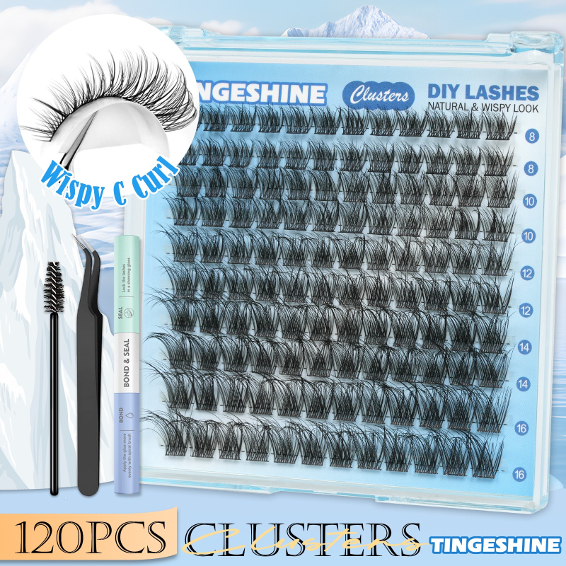 TEMU Set Of Delicate Eyelash Clusters Featuring, Precision Tweezers, And A Lash Brush. Soft, Feather-like Clusters Come With A Thin Band, Offering A Fluffy And Look. Are Reusable For Applications
