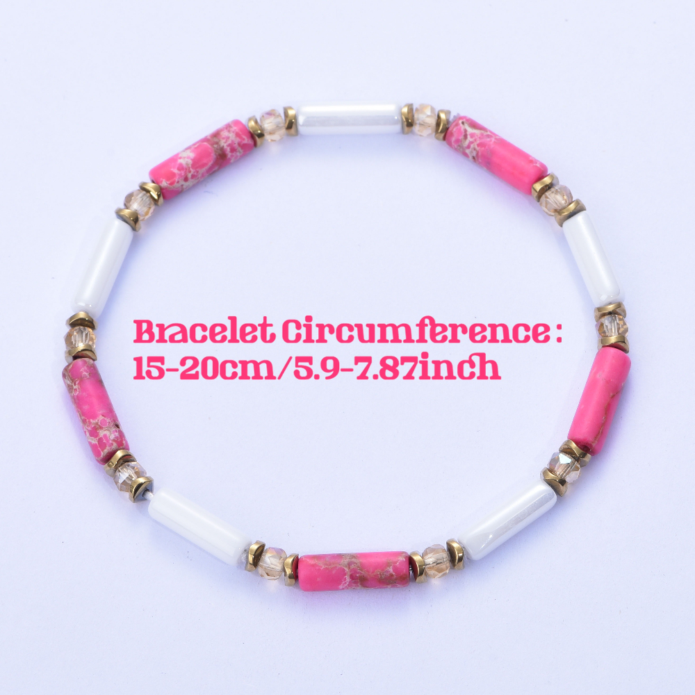 Natural Stone Pink Imperial Stone & Moonstone Bracelet