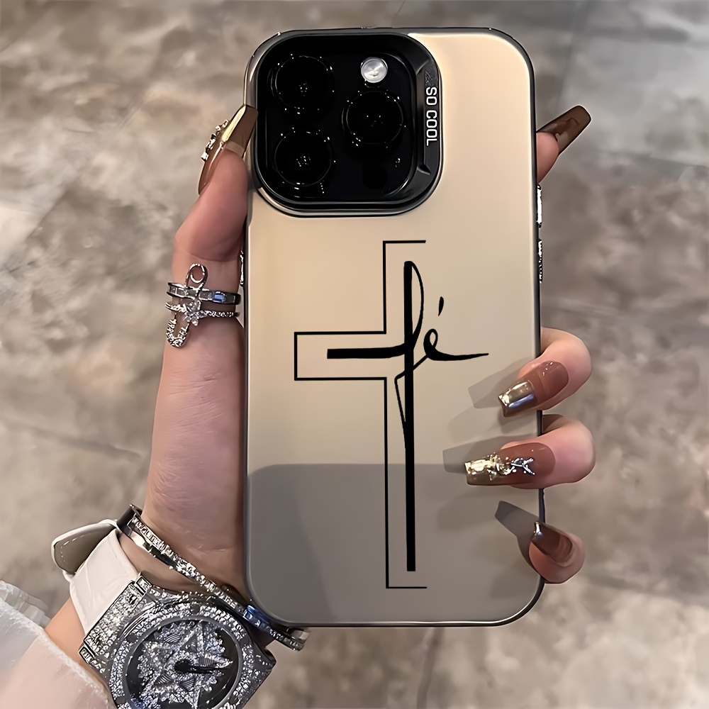 Minimalist Cross Creative Phone Case Compatible with iPhone 16 15 14 13 12 11 Pro Max X XR XS MAX 8 7 Plus Shockproof Matte Back Cover